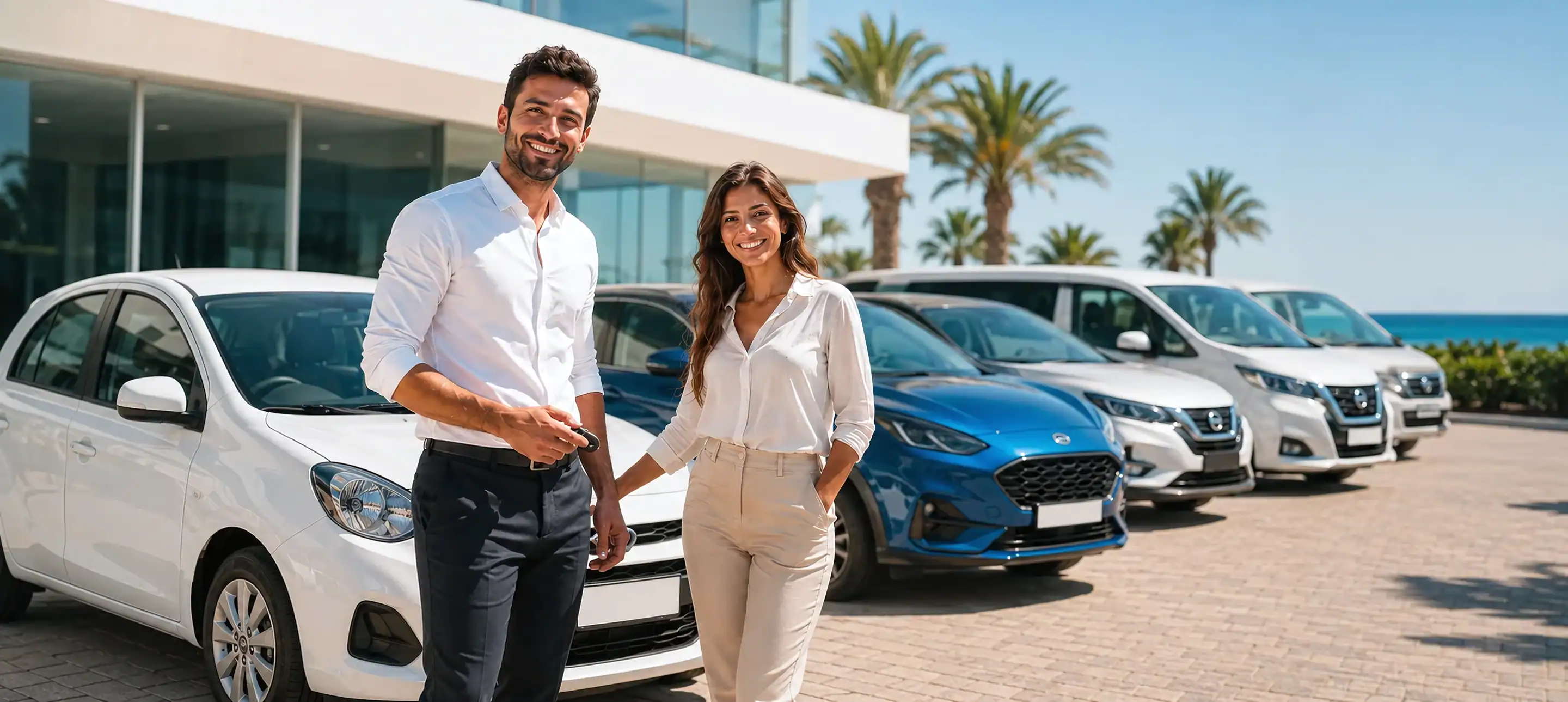Drivenet customers picking up their hire car in Cyprus